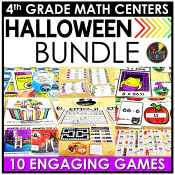 Preview of Halloween Math Centers | 4th Grade Math Games BUNDLE