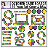 October Game Boards 36 Piece Set Clip Art Color and Black & White
