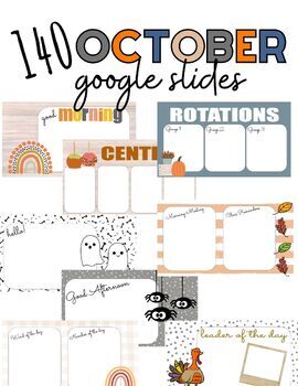 Preview of October Google Slides Templates + Blanks to Customize