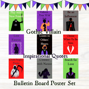 Preview of October Gothic Villain Inspirational Quotes Bulletin Board Poster Set