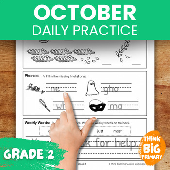 Preview of October Grade 2 Math & Phonics Daily Practice: Homework, Morning Work, and more!