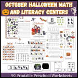 October Halloween Activities Math and Literacy Centers for