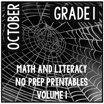 Preview of October Halloween First Grade Math and Literacy NO PREP