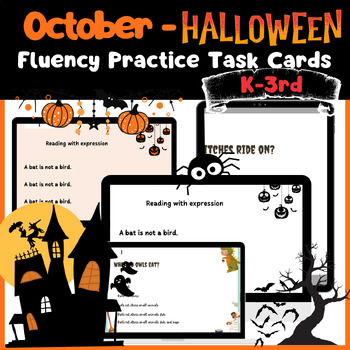 Preview of October - Halloween Fluency Practice with 40 Task Cards
