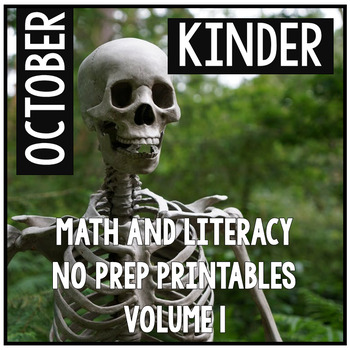 Preview of October Halloween Kindergarten Math and Literacy NO PREP