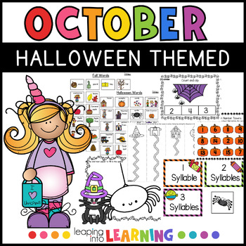 Preview of October |Halloween Literacy Math and Craft Activities for Pre-K and Kindergarten