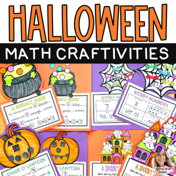 Preview of October Halloween Math Crafts Adding Subitizing 2D Shapes Fact Families