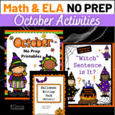 October Halloween No Prep Activities  | Sentence Writing 1