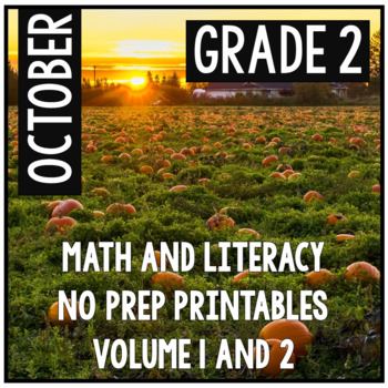 Preview of October Halloween Second Grade Math and Literacy NO PREP