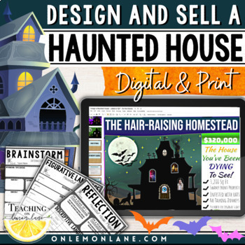 Preview of October Halloween Sell a Haunted House for Sale ELA Project PBL Writing Activity
