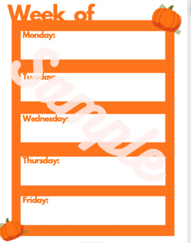 Preview of October/Halloween Themed Weekly Note/Planner