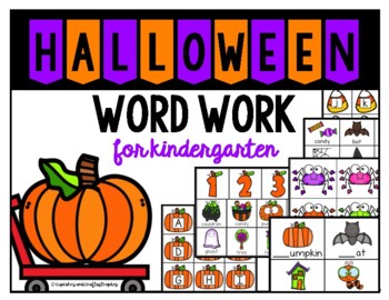 Preview of October Halloween Word Work for Kindergarten **14 centers, 89 pages**