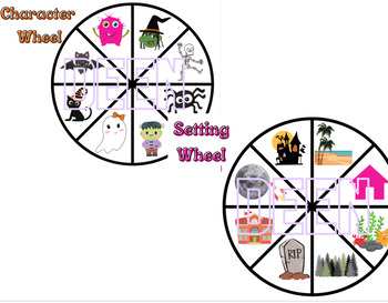 Preview of October/Halloween Writing Center Character & Setting Spinners