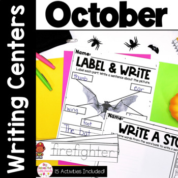 Preview of October Halloween Writing Center | Kindergarten and First Grade