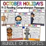 October Holidays K-2 Reading Comprehension Passages Bundle