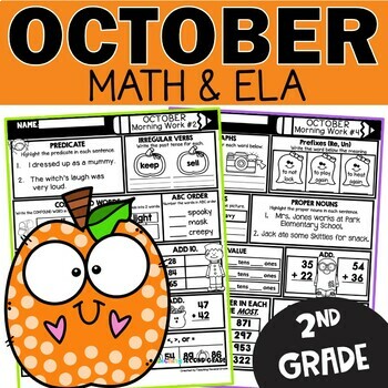 Preview of October Morning Work 2nd Grade - Practice Halloween Worksheets Homework Fall