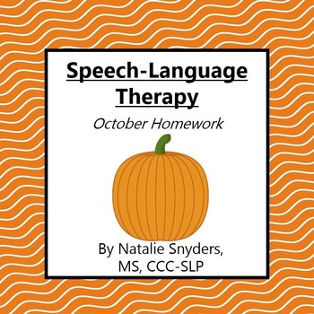 Preview of October Homework Packet for Speech-Language Therapy