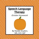 October Homework Packet for Speech-Language Therapy