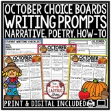 October How To Narrative Opinion Writing Prompts 3rd 4th G