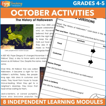 Preview of October Independent Work Packet - Halloween Early or Fast Finisher or Sub Plans