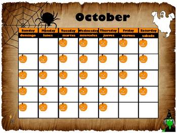 Preview of October Interactive Calendar