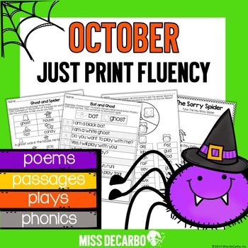 Preview of October Just Print Fluency Pack