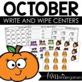 October Kindergarten Centers Write and Wipe Activities & S