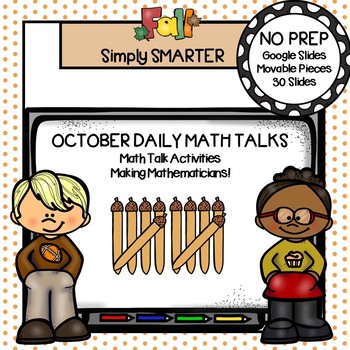 Preview of October Kindergarten Digital Daily Math Talks For GOOGLE SLIDES