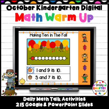 Preview of October Kindergarten Digital Math Warm Up For GOOGLE SLIDES