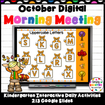 Preview of October Kindergarten Digital Morning Meeting For GOOGLE SLIDES