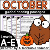 October Kindergarten Guided Reading Passages and Questions