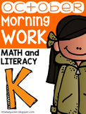 October Kindergarten Morning Work Math and Literacy