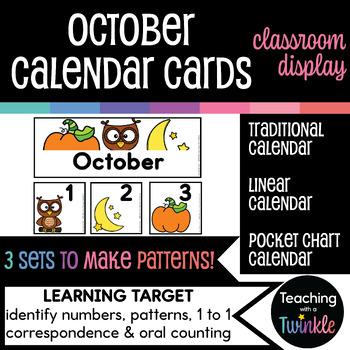 Preview of October Linear Calendar Cards