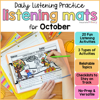 Preview of October Listen & Draw Activities - Listening Comprehension, Following Directions