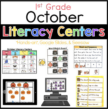 Preview of October Literacy Centers 1st Grade