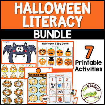 Preview of Halloween Literacy Centers Bundle