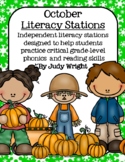 October Literacy Stations: Phonics and Literacy Centers