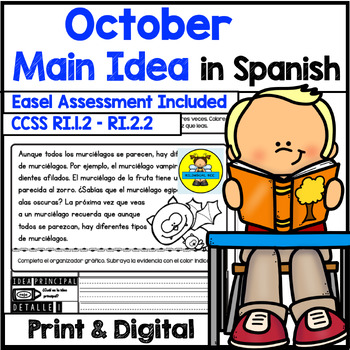 Preview of Main Idea and Supporting Details in Spanish for October with Digital Resource
