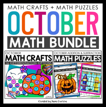 Preview of October Math Bundle : Fall & Halloween Math Crafts and Math Puzzles