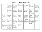 October Math Calendar
