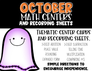 Preview of October Math Centers/Task Cards and Recording Sheets