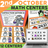 October & Halloween Math Centers for 2nd Grade | Fall Activities