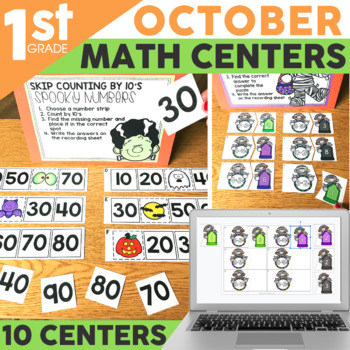 Preview of October Math Centers for 1st Grade | Halloween | Fall Math Activities