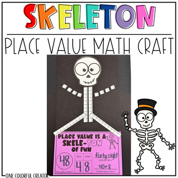 Preview of October Math Craft - Skeleton Place Value Craft - Halloween Place Value Craft