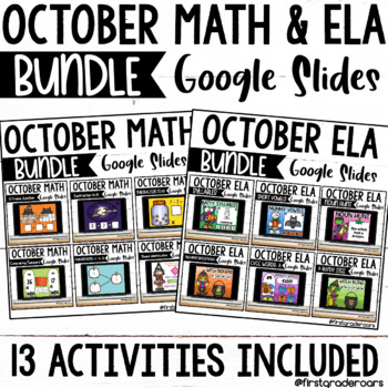 Preview of October Math & ELA Google Slides Digital Bundle