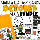 October Math & ELA Task Card Activities Centers, Fast Fini
