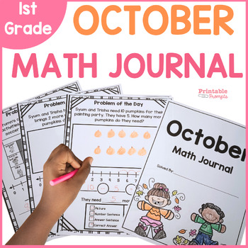 Preview of 1st Grade Math Journal - October Word Problems- Spiraled Review