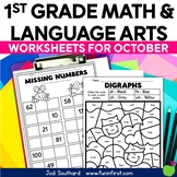 October Math & Language Arts Worksheets for 1st Grade - Halloween