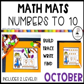 Preview of October Math Mats Numbers to 10 |  Halloween Counting Center Activity