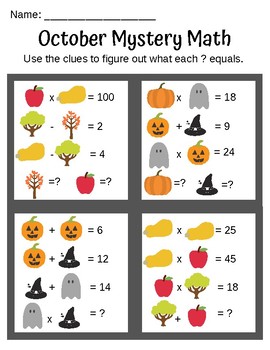 Preview of October Math Mystery Worksheet
